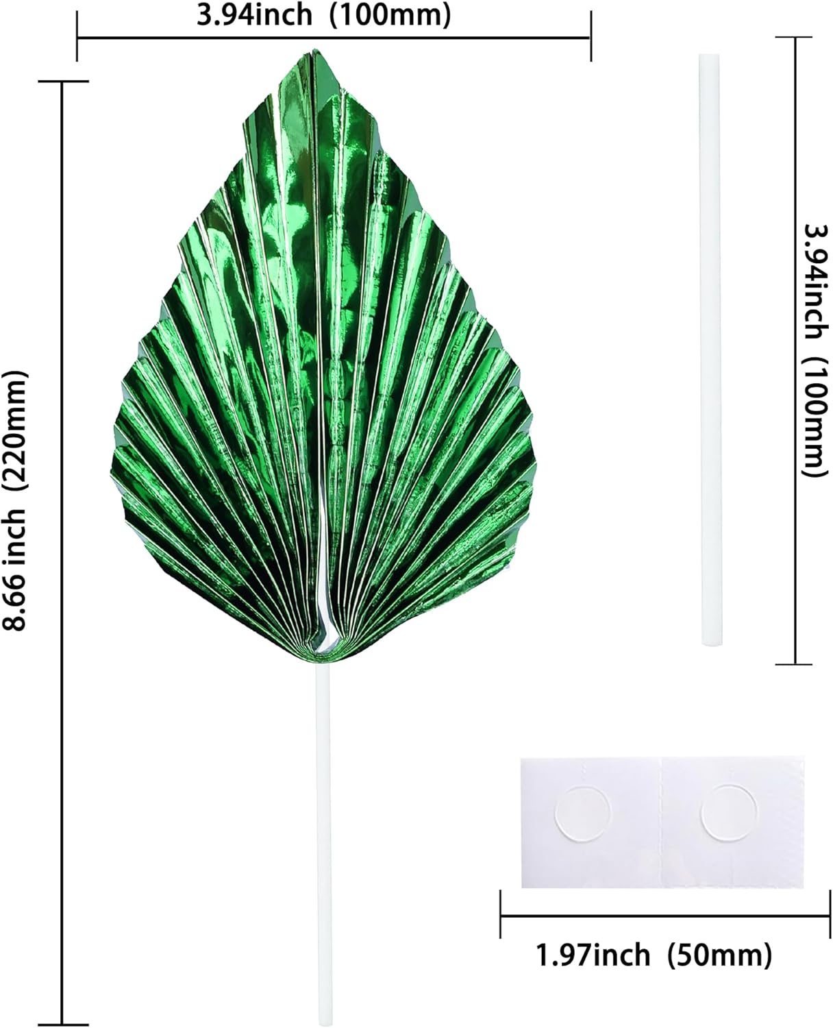 Gyufise 6Pcs Paper Palm Fan Cake Toppers Palm Spear Leaves Fan Cupcake Toppers Cake Insert Decorations Craft DIY Cake Bakeware Decoration for Birthday Party Wedding Party Decor Supplies Light Green