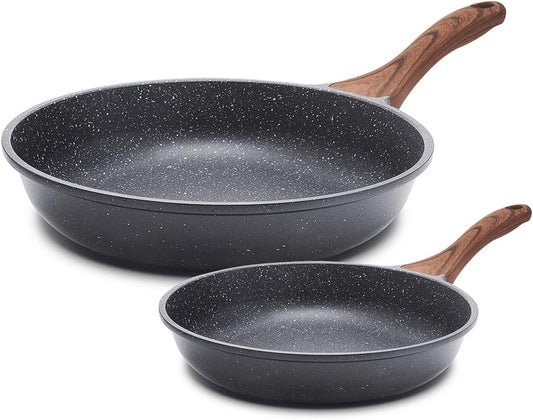 SENSARTE Nonstick Frying Pan Skillets, Swiss Granite Coating Omelette Pans, Healthy Cookware Chef's Pan, Free of Intentionally Added PFOA (8+12.5 Inch)