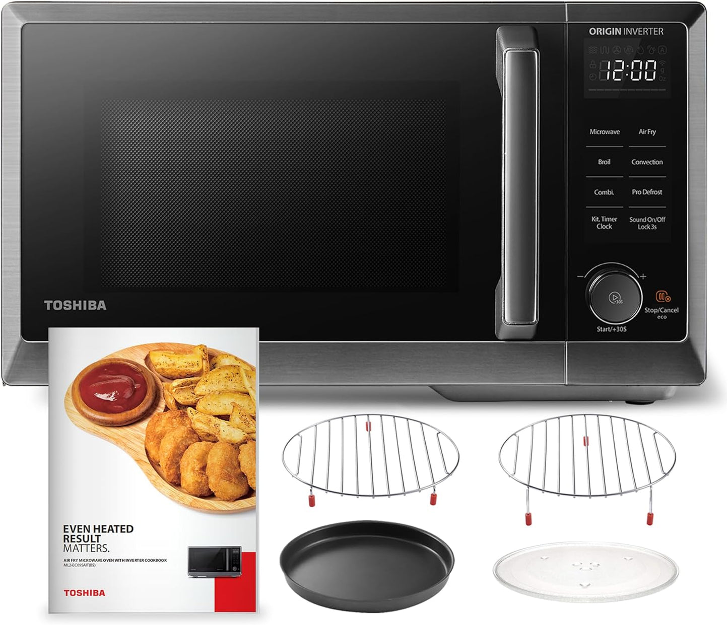 TOSHIBA Inverter Countertop Microwave Oven Air Fryer Combo MASTER Series, Broil, Convection, Speedy Combi, Even Defrost 11.3'' Turntable Sound On/Off, 27 Auto Menu&47 Recipes
