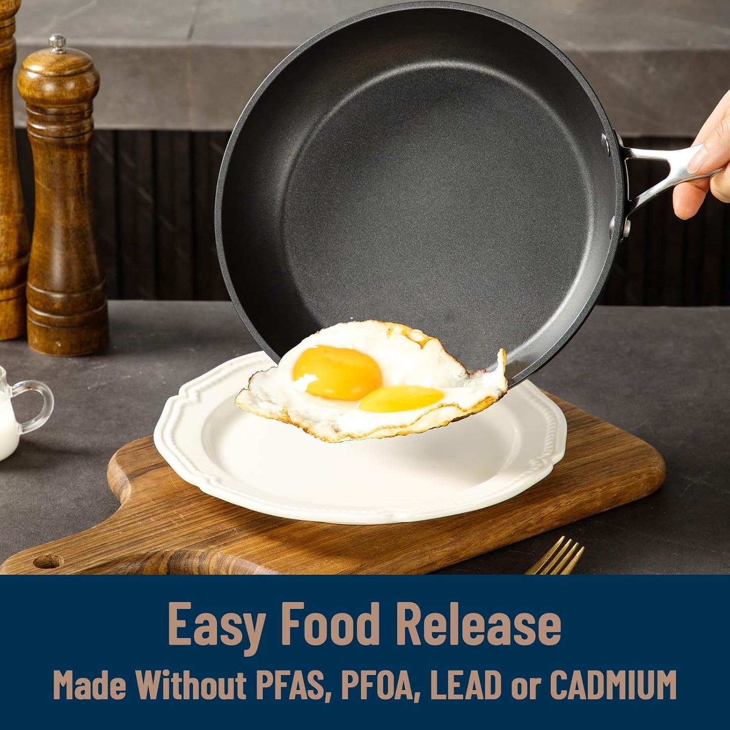 UCC LIFE Non Stick pots and pans set, 8" and 9.5" Kitchen Cookware Pot 2 Piece Set, Stainless Steel Handle, Bottom can Withstand High Temperatures Oven Broiler Safe 500F (PFOA PFAS PTFE Free)