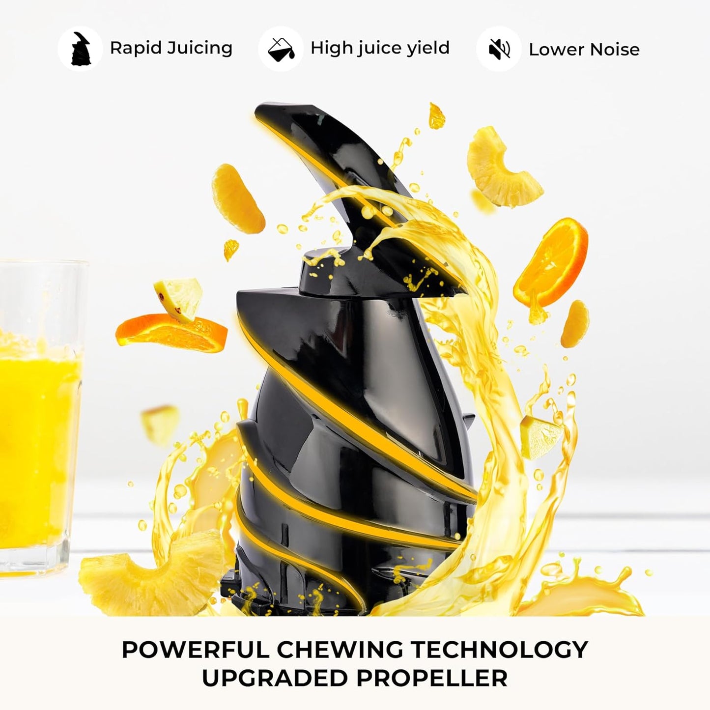 SUSTEAS Cold Press Juicer, 5.3" Feed Chute(50oz Capacity), 300 Watt Slow Masticating Juice Extractor for Whole Fruits and Vegetables, Automatic Feed, Easy to Clean, High Juice Yield,Silver gray