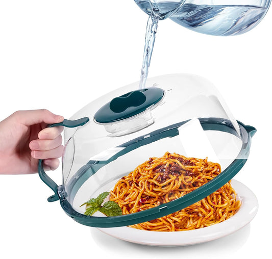 Microwave Cover with Water Steamer, Microwave Splatter Cover, 10 Inch Plate Covers with Integrated Handle Splatter Guard, Kitchen Gadgets & Accessories, House Essentials for Gift