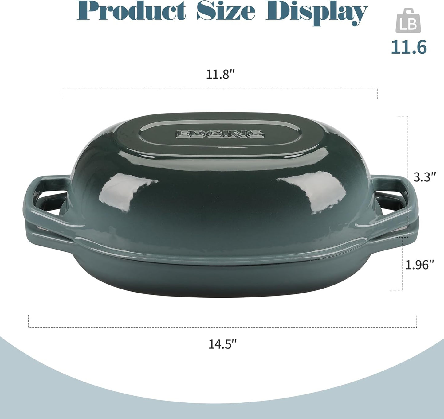 Enameled Cast Iron Dutch Oven Pot with Lid, Oval Dutch Oven for Bread Baking, Bread Oven for Homemade Sourdough Bread Baking, 5qt, Slateblue