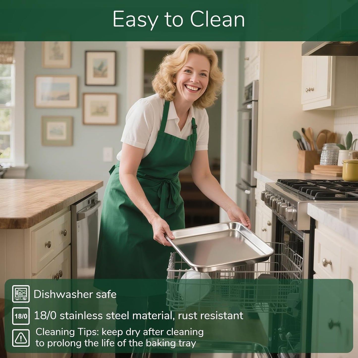 18/0 Stainless Steel Baking Sheet with Cooling Rack, 9.2 Inch Oven-Safe Non-Toxic Cookie Sheets for Baking, Coating Free & Rust Resistant for Healthy Family Baking, Easy to Clean, Heavy Duty