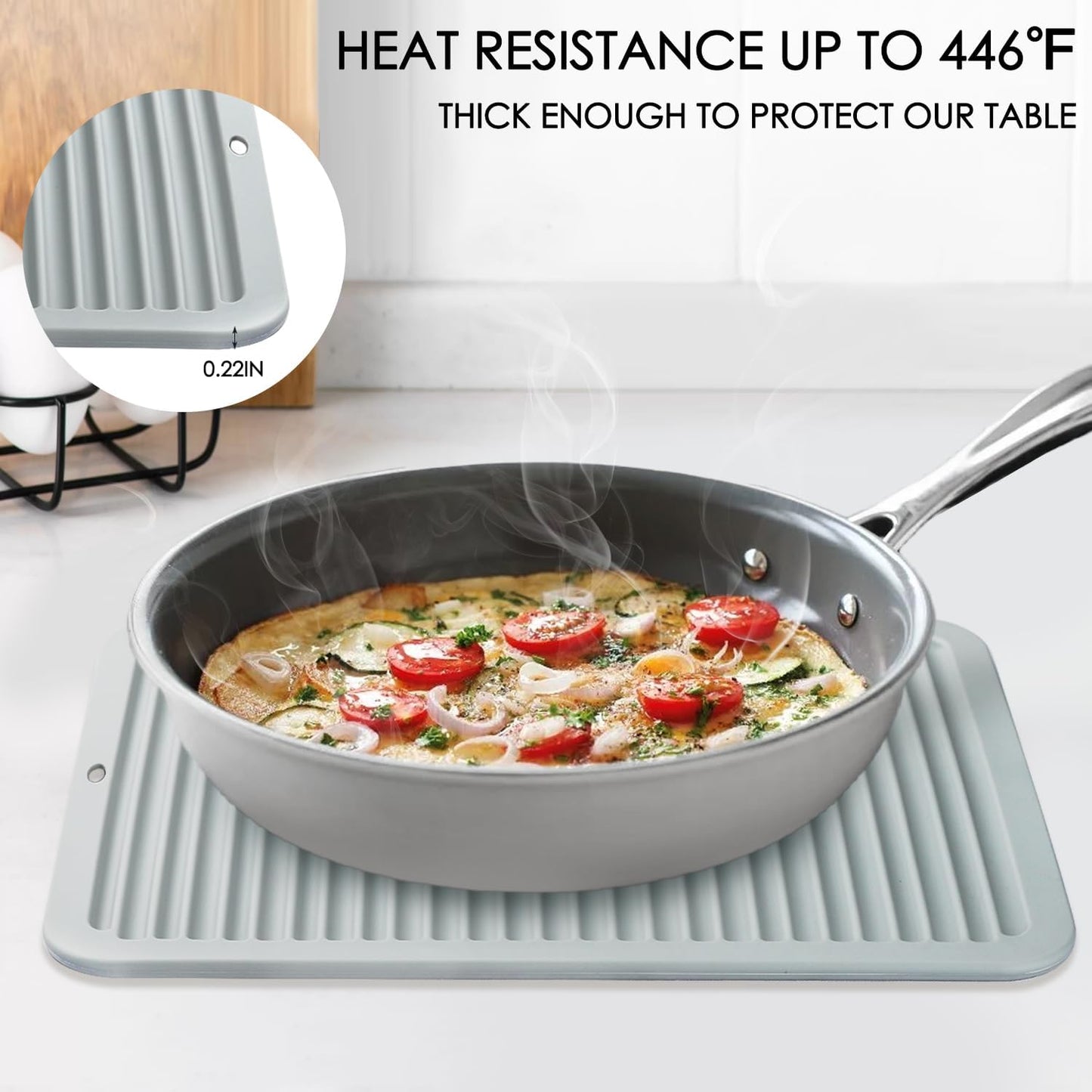 2 Pcs Gray Silicone Trivets 16"x12" Heat Resistant Trivets for Hot Pots and Pans Nonslip and Heat Resistant Hot Pads Silicone Square Trivet Mat Heat Resistant Mats for Countertop