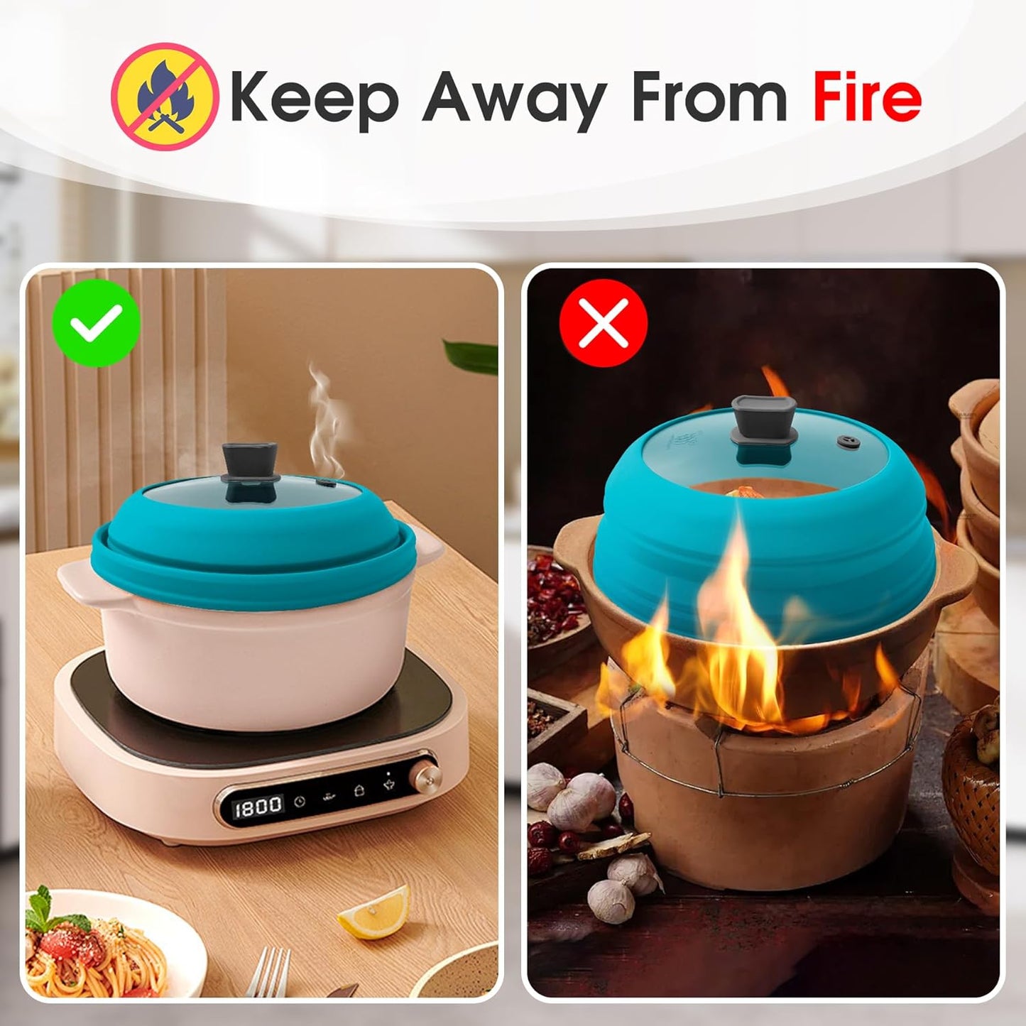 Microwave Splatter Cover for Food Collapsible Glass Microwave Cover Silicone Splatter Guard Dishwasher Safe Splatter Lid for Plates, Bowls, Pots & Stovetop Cooking 11.8" Blue