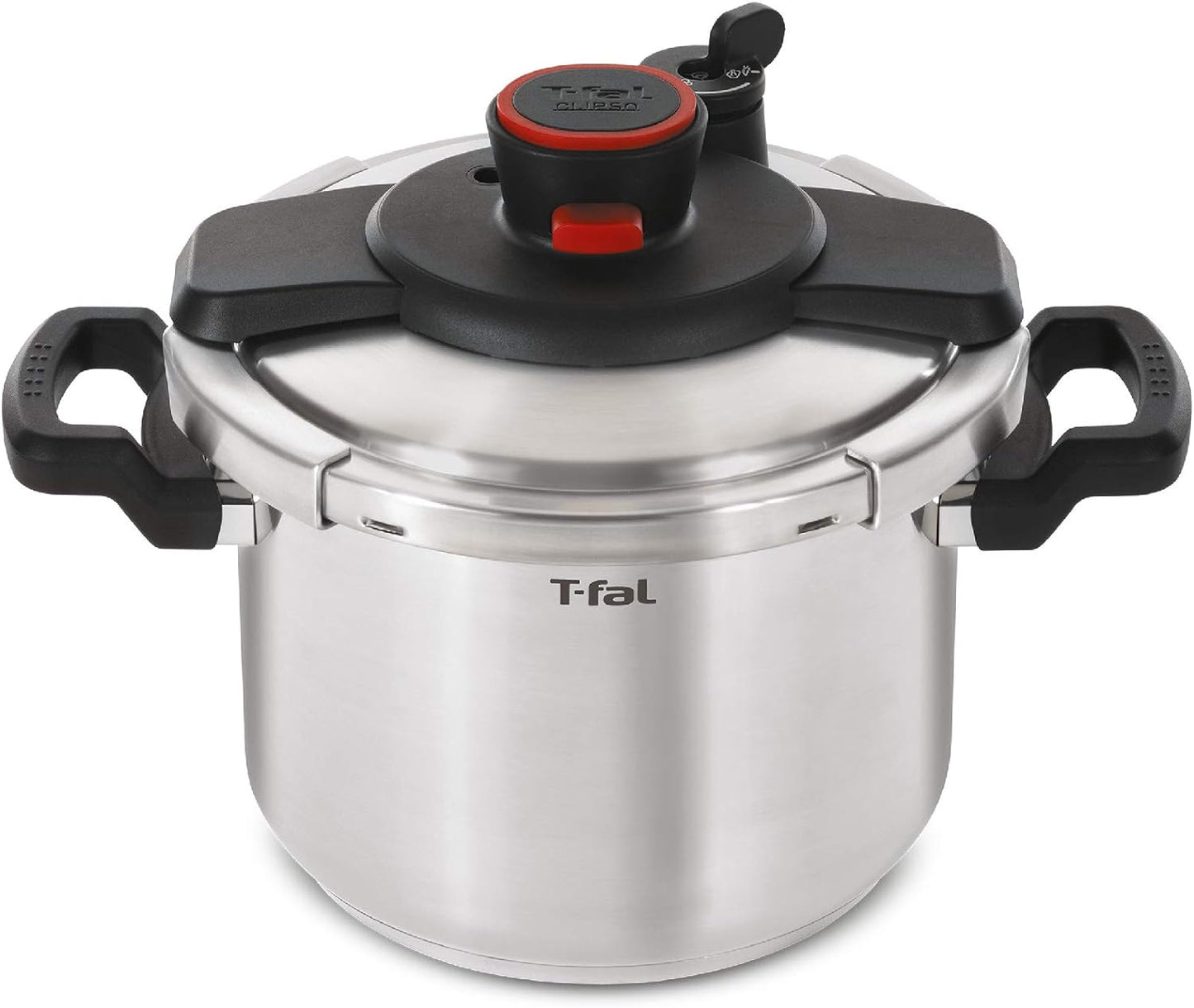 T-fal Clipso Stainless Steel Pressure Cooker 8 Quart, Induction Compatible, Secure locking System, One Hand System, Fast Cooking, Recipe Book Included, Cookware, Pots and Pans, Dishwasher Safe, Silver