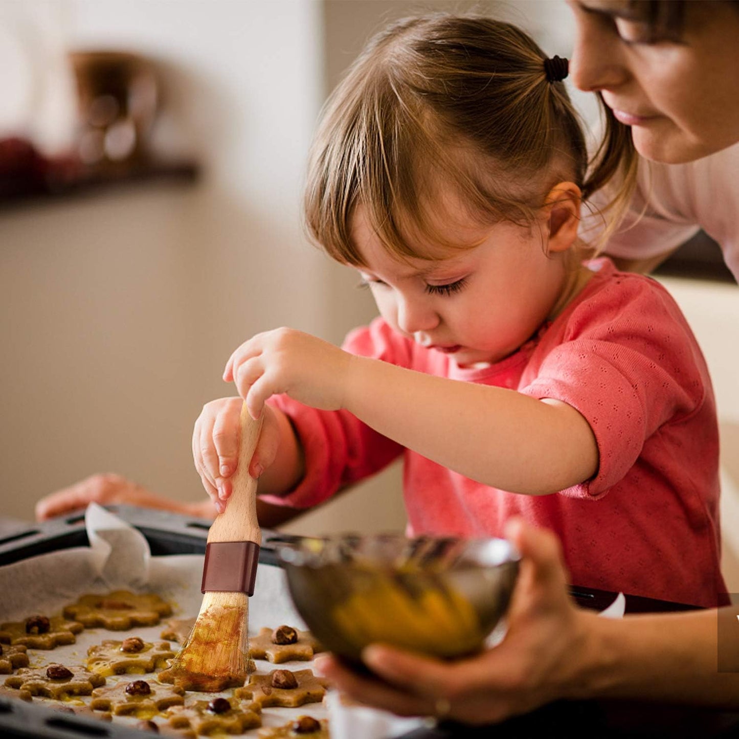 Pastry Brushes for Baking Basting Brush with Boar Bristles and Beech Hardwood Handles Culinary Oil Brush for Barbecue Butter Grill BBQ Sauce Baster Marinade Kitchen Food Cooking Brushes (3 inch)