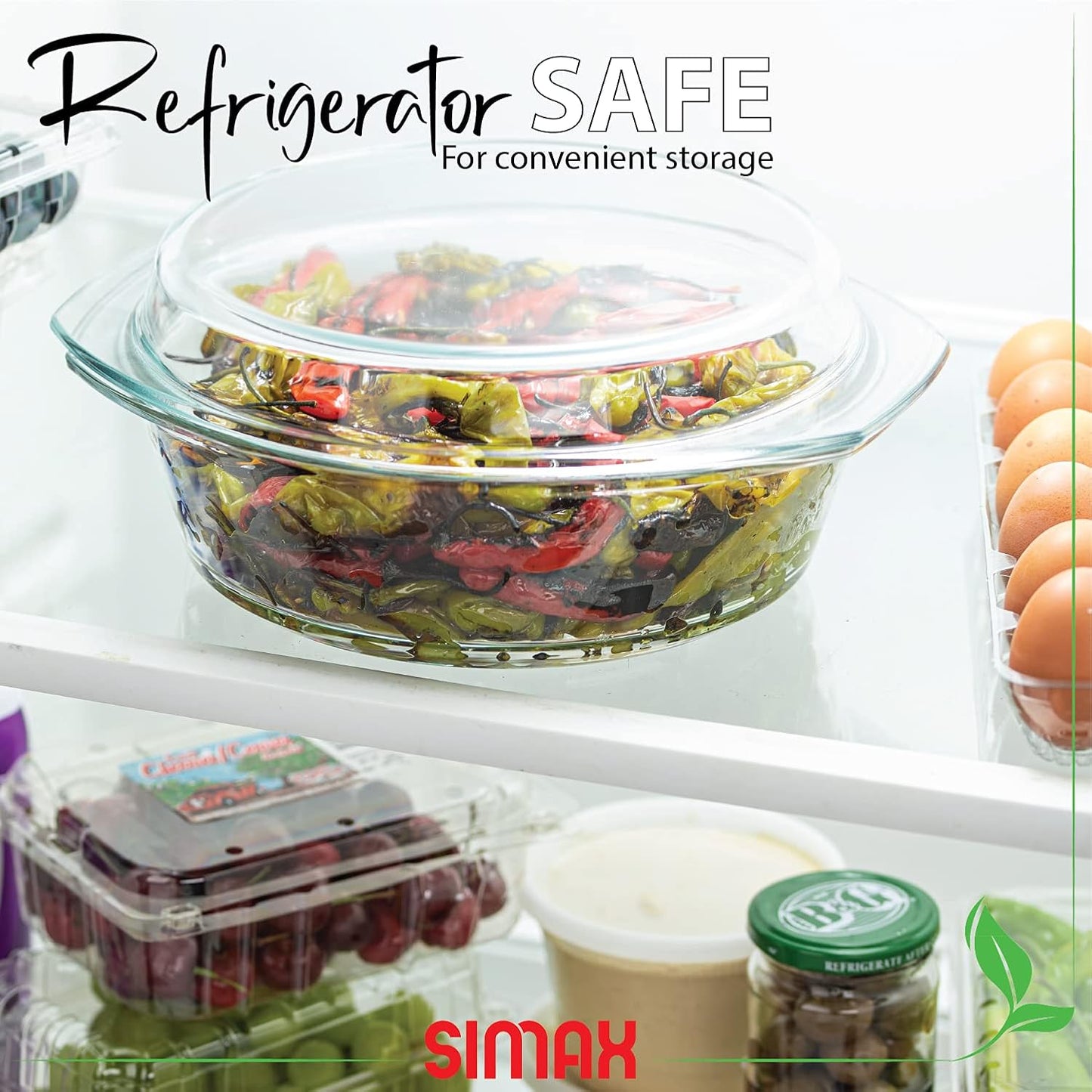 Simax Casserole Dish with Lid, 2.5 Quart Round Glass Casserole Dishes for Oven with Lid and Handles, Baking Dishes for Oven, Covered Bowl for Cooking, Baking, Serving, Microwave, Dishwasher, and Oven Safe Cookware