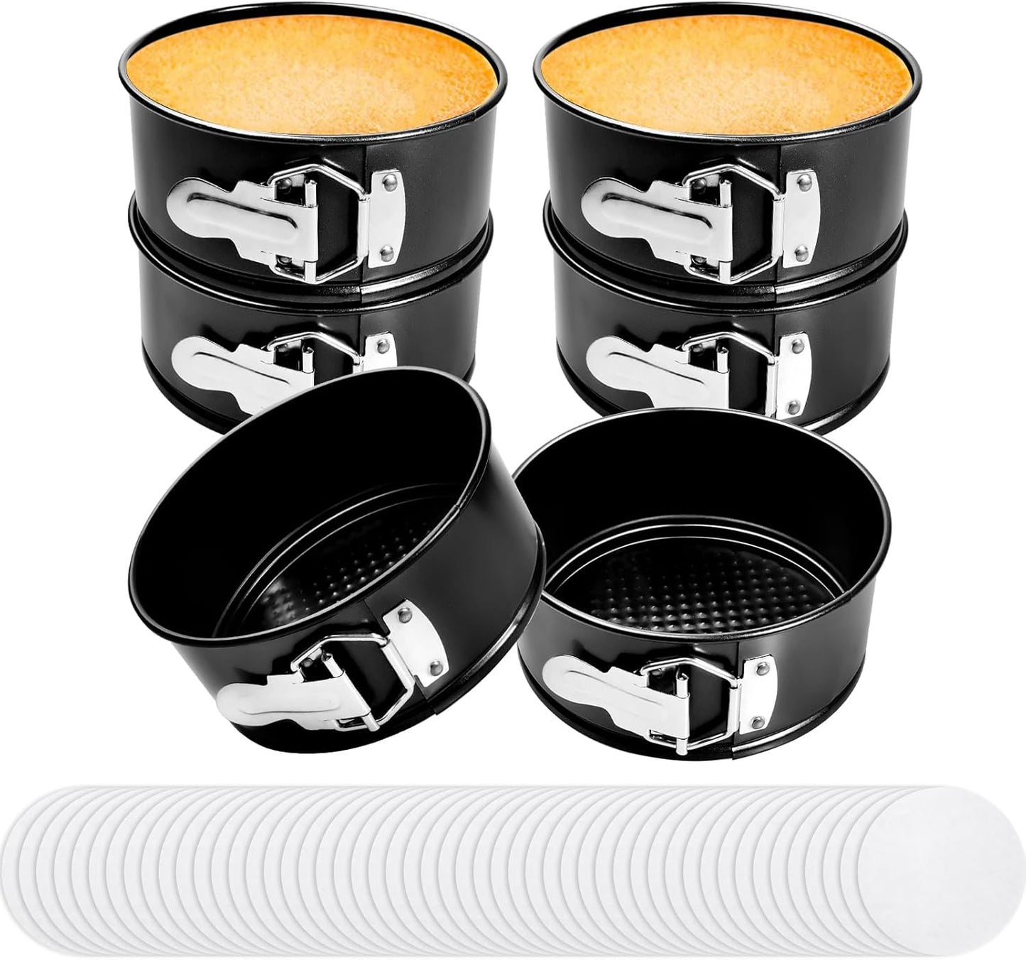 6 Inch Non Stick Spring form Pan with Stainless Steel Spring Buckles,Round Carbon Steel Cake Mold with Removable Bottom for Baking Kitchens and Restaurants (6)