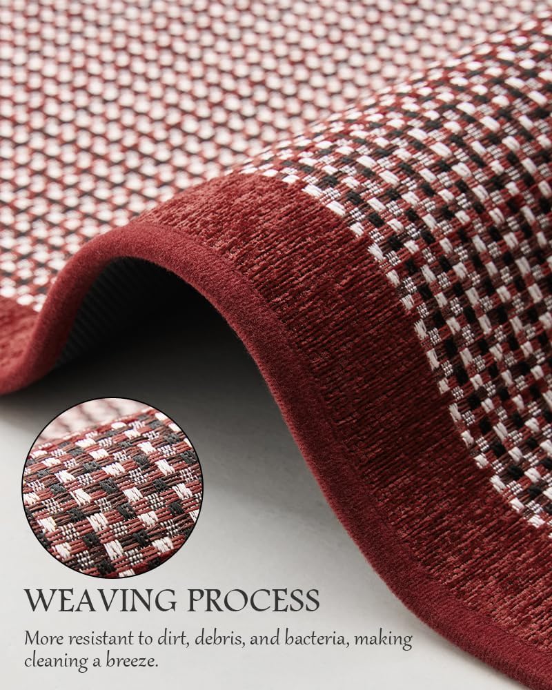 PADOOR Kitchen Mats for Floor, Kitchen Rugs Non Slip Washable, Half Circle Christmas Kitchen Floor Mat Xmas Sink Rug Rubber Backed Super Absorbent, 20”x32” Red