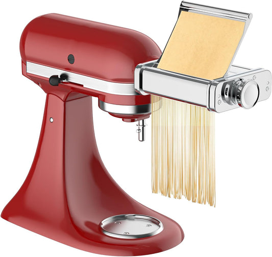 3-in-1 Pasta Attachment for KitchenAid Stand Mixer - Stainless Steel Pasta Maker includes Roller, Spaghetti & Fettuccine Cutters | Professional Pasta Accessories for Homemade Noodles & Italian Cuisine