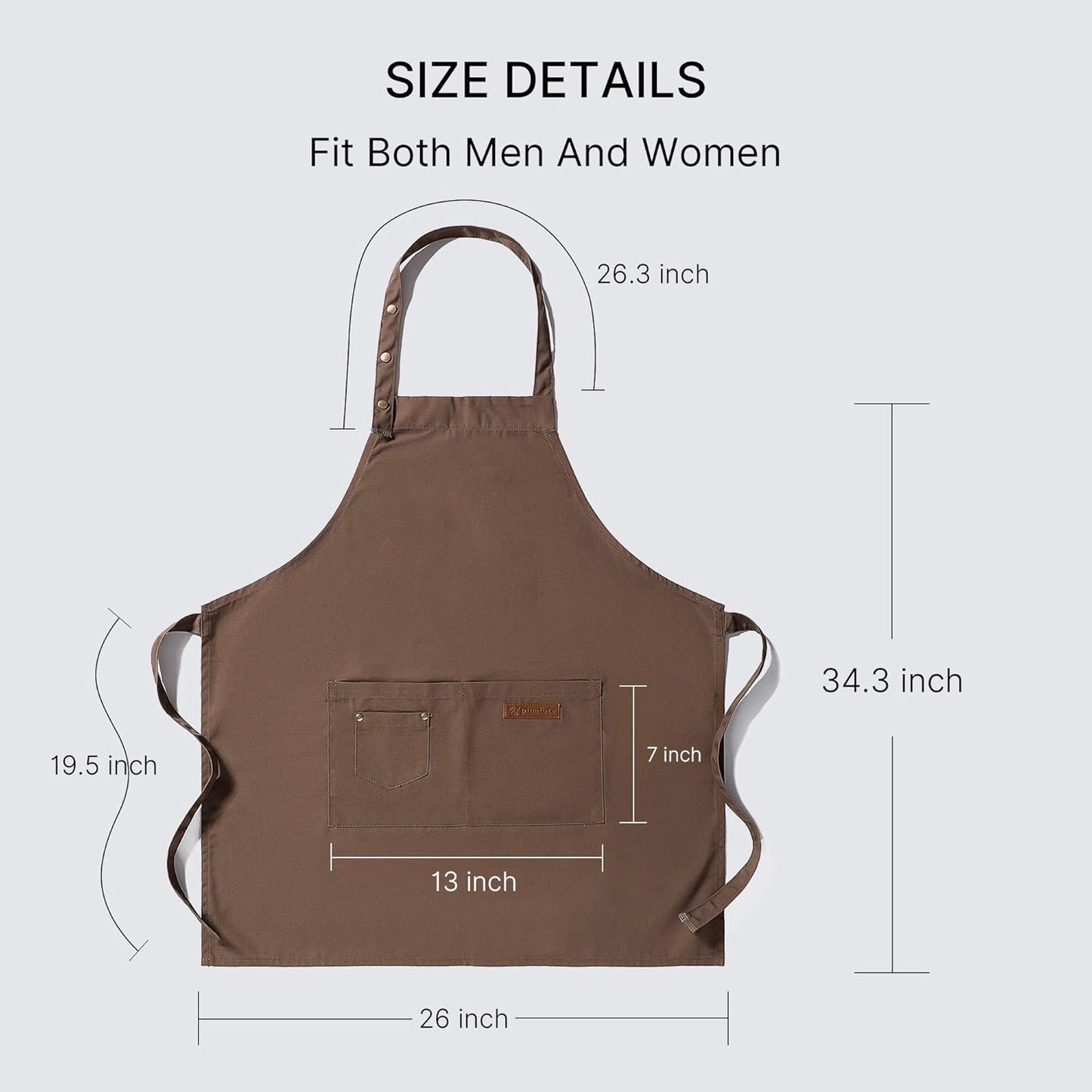 Aprons for Women Men BBQ Chef Cooking Artist Water Drop Resistant Canvas Adjustable Kitchen Apron with Pockets for Unisex Grill Baking Painting Art Stylist Dishwashing Comfortable Aprons (khaki)
