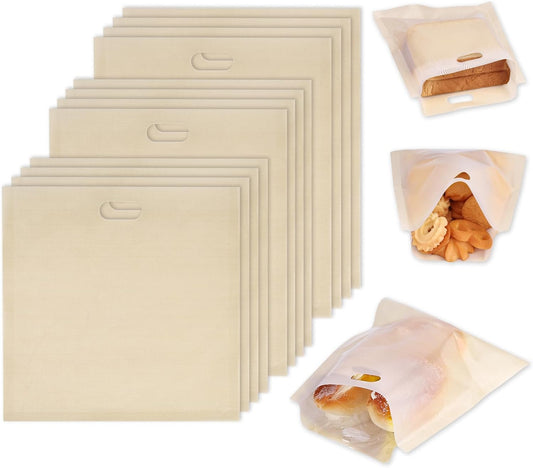 VGOODALL 12 Pack Reusable Toaster Bags, 3 Sizes Non Stick Heat Resistant Sandwich Bags Easy to Clean for Grilled Cheese Sandwiches