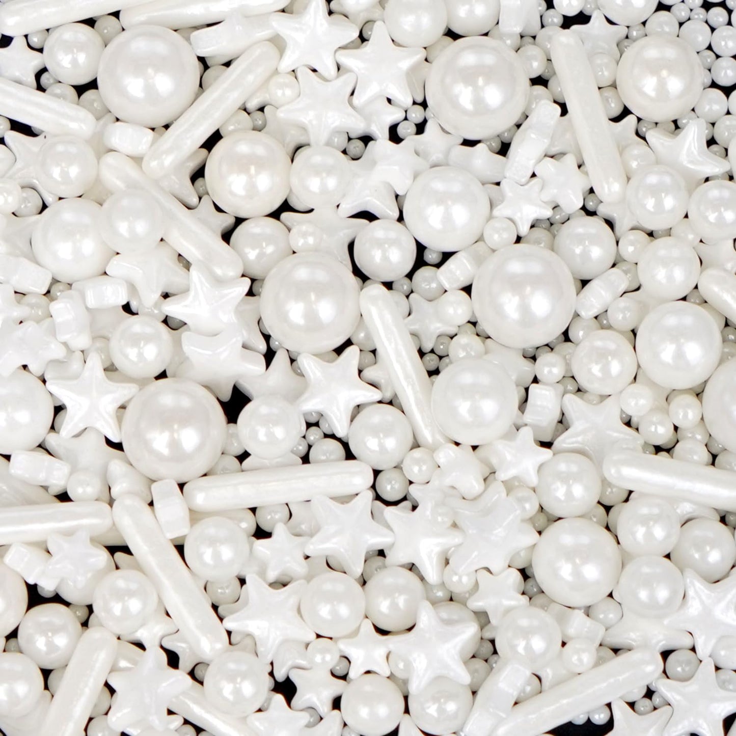 White Pearl Star Rods Sprinkles, Edible Pearls Sugar, 130g/4.58oz, White Sprinkles for Cupcake Decorating, Cupcake Toppers, Cake Decorations