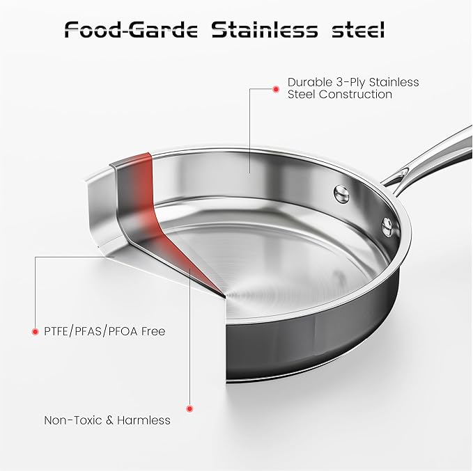 Pots and Pans Set Stainless Steel Kitchen Cookware Sets Classic Cooking Set, Induction Pots and Pans with Lids