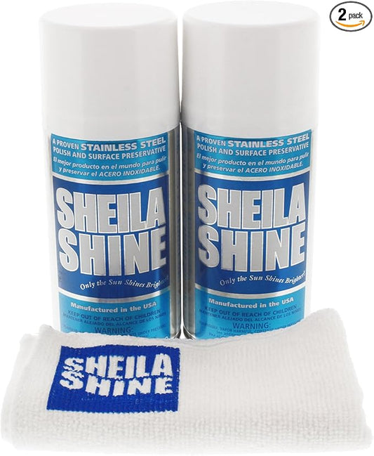 Sheila Shine Bundle: Stainless Steel Cleaner and Polish 10 oz 2 Pack with Microfiber Cleaning Cloth
