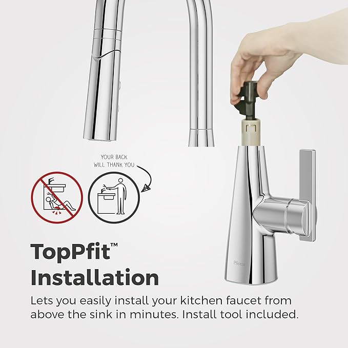 Pfister Exemplar Kitchen Faucet with Pull Down Sprayer, Single Handle, High Arc, NSF Certified, Polished Chrome Finish, F5297EPC