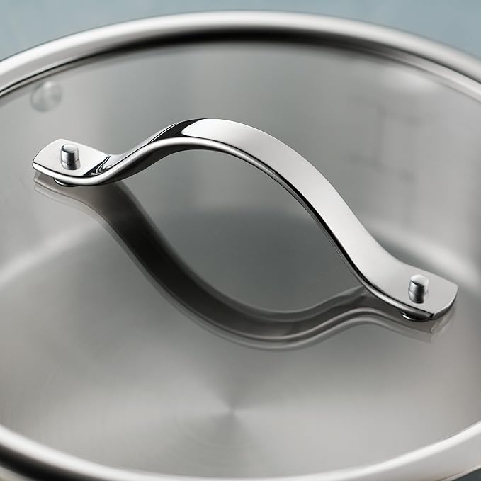 Tramontina Tempo Tri-Ply Base Stainless Steel 8-Quart Stock Pot with Glass Lid, Induction-Ready Pasta Pot, Oven-Safe, Dishwasher-Safe