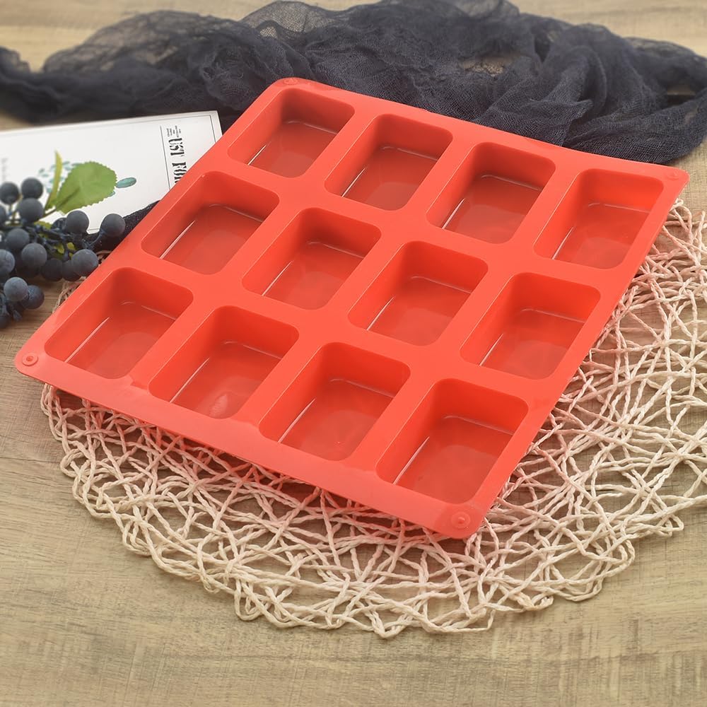 Silicone Loaf Pan, Non-Stick Mini Bread Pan, 12 Cavity Silicone Bread Baking Mold, for Loaf Cake, Bread, Meatloaf, Pack of 3