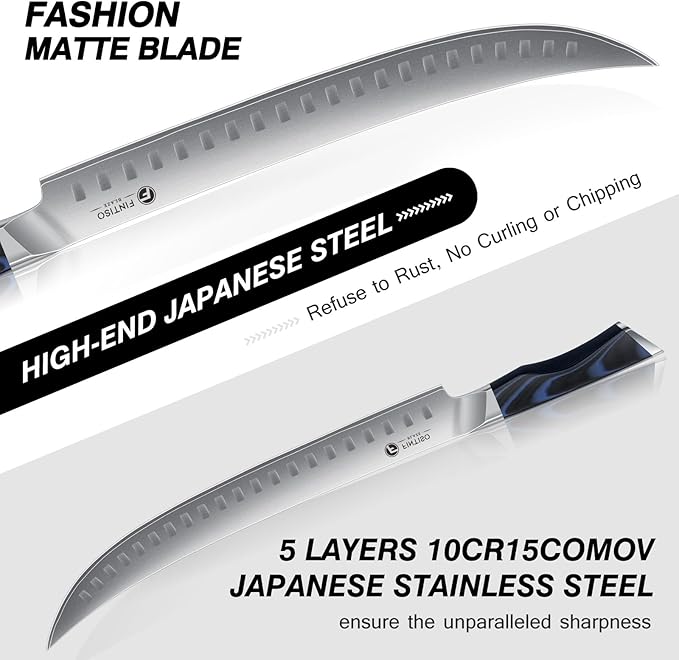 Carving Knife，11.6 Inch Brisket Slicing Knife, Japanese High Carbon Steel Butcher Knives with G10 Handle, Full Tang Ultra Sharp Meat Cleaver for BBQ, Turkey, Roast, Brisket