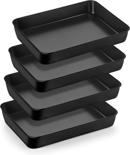 LIANYU 12⅓ x 9¾ x 2 Inch Non-stick Baking Pan Set of 4, Rectangle Cake Lasagna Brownies Casseroles Pan, Bakeware for Cooking Roasting Toaster Oven, Stainless Steel Core & Easy Release