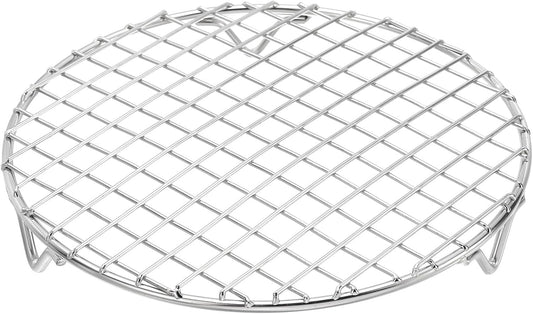 uxcell Round Cooking Rack with Legs, Dia 7.5 Inch 304 Stainless Steel Barbecue Grill for Cooking Baking Barbecue Air Fryer Racks, Silver