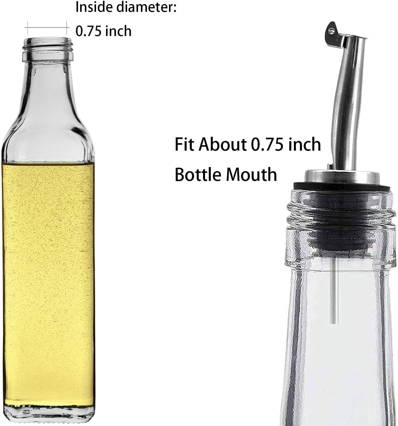 20 Pcs Oil Spout Liquor Bottle Pourer Spouts Stainless Steel Speed Pour Spouts Olive Oil Dispenser Spout with Flip Top for About 3/4" Bottle Mouth