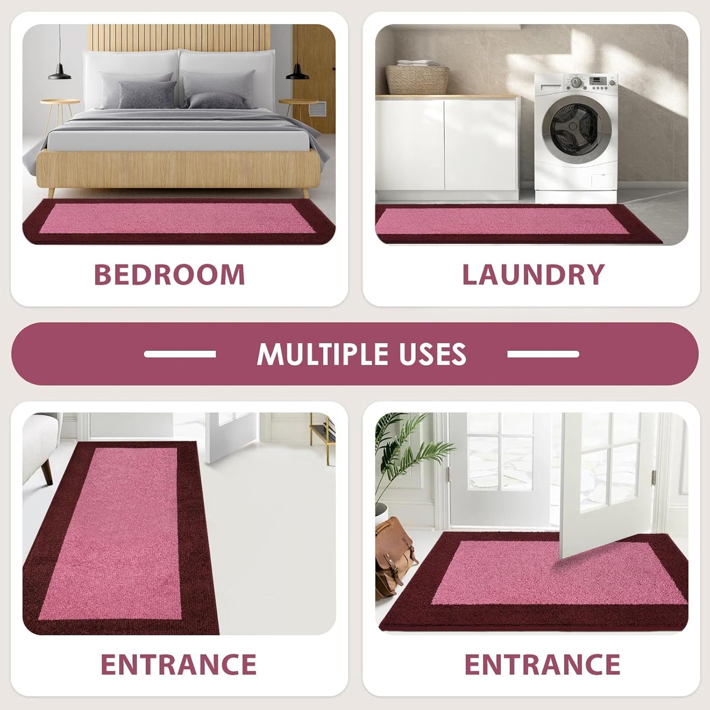 Machine Washable Throw Rug 24" x 36", Non Slip Kitchen Mat for Floor, Absorbent Entryway Rug for Kitchen, Bathroom, Door