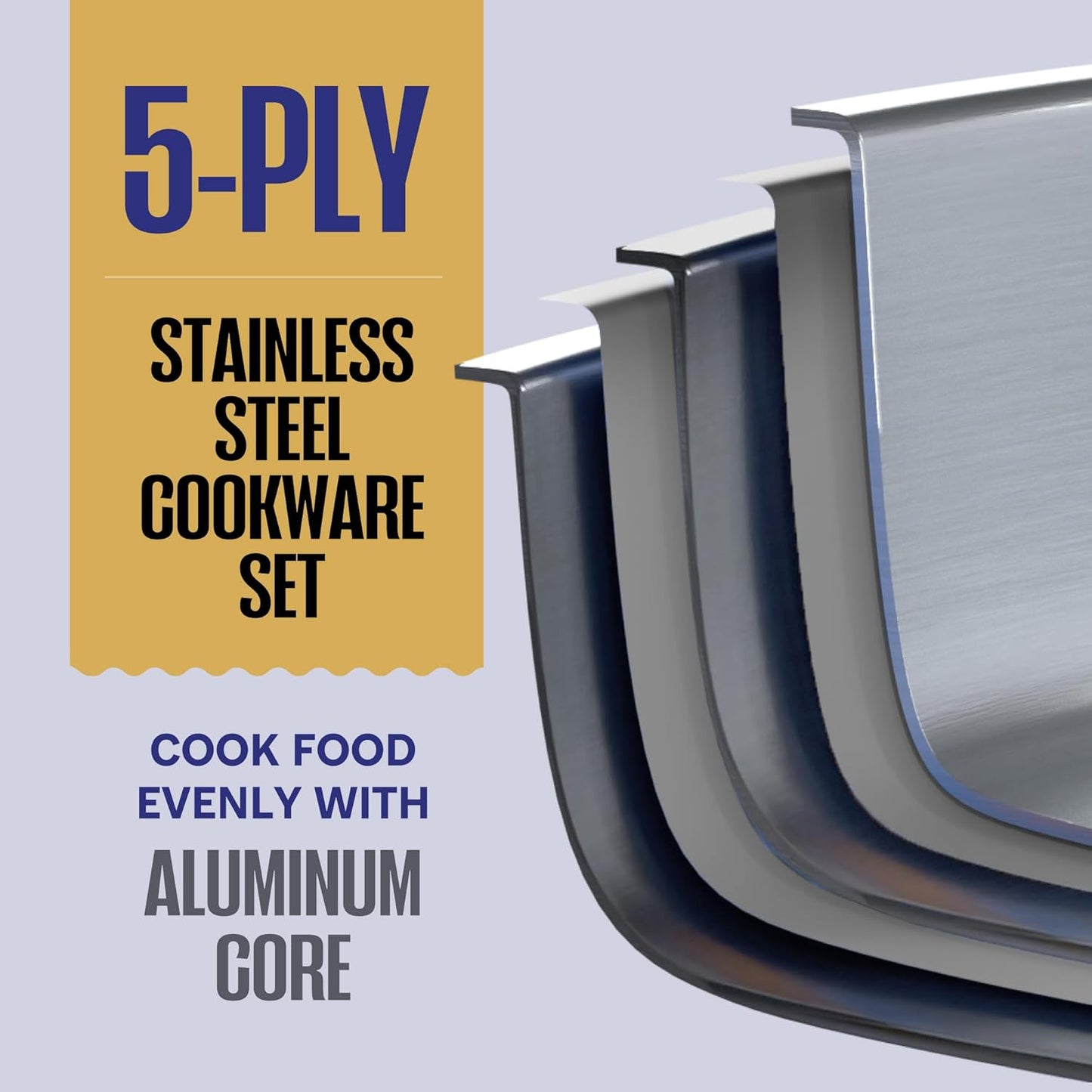 LEGEND COOKWARE Stainless Steel 3 Piece Wok Set | 5 Ply Wok, Induction, Non-Toxic, Oven Safe | Best 18/8 Full Clad | Professional Kitchen Cooking, Heavy Chef Quality | PFOA, PTFE & PFOS Free