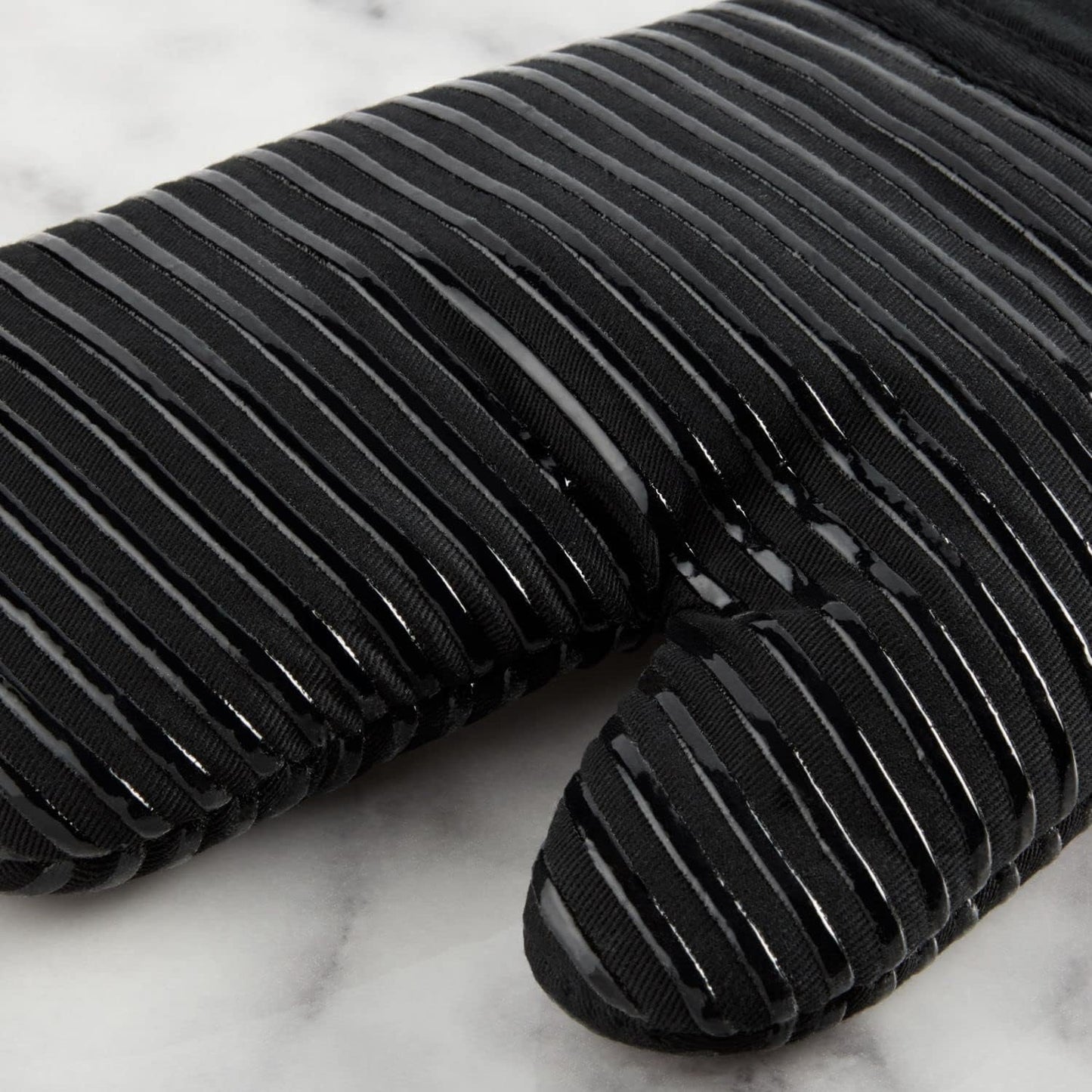 KitchenAid Quilted Cotton Terry Cloth Oven Mitt, Pot Holder Heat Resistant, 16"x26", 7"x13" & 7"x10", Matte Black