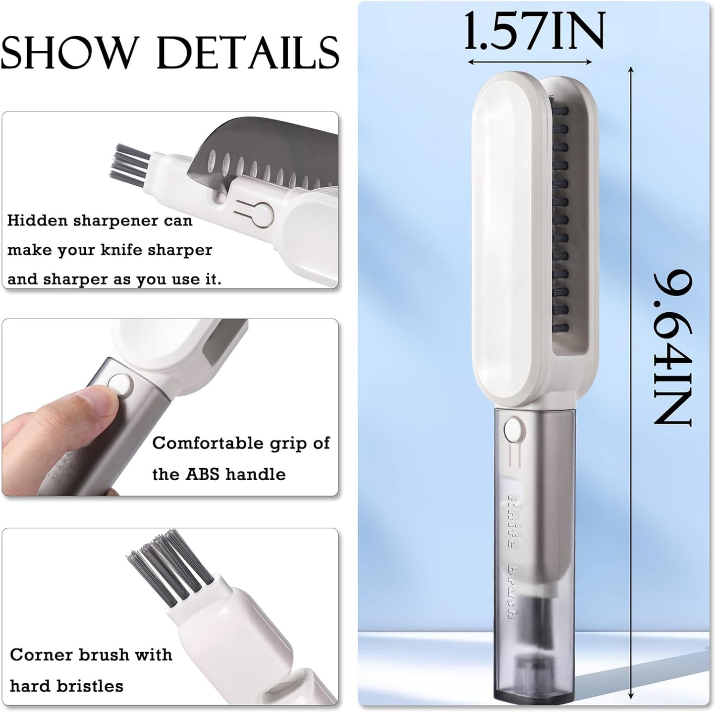 Multifunctional Cleaning Brushes Set of 2, Scrub Brush Tools.Crevice Cleaning Brush for Home Kitchen Knives Cutlery