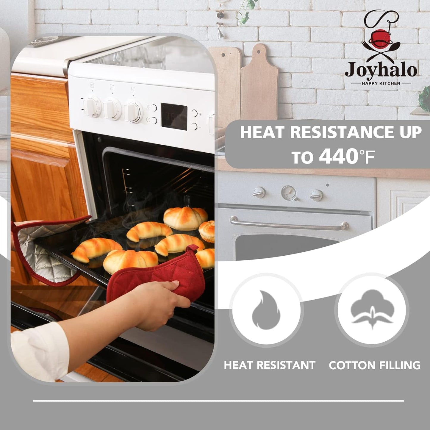 Joyhalo 4 Pack Pot Holders for Kitchen,Cotton Oven Holder with Great Heat Resistance,Non Slip Hot Pads for Kitchen Clearance,Dark Red