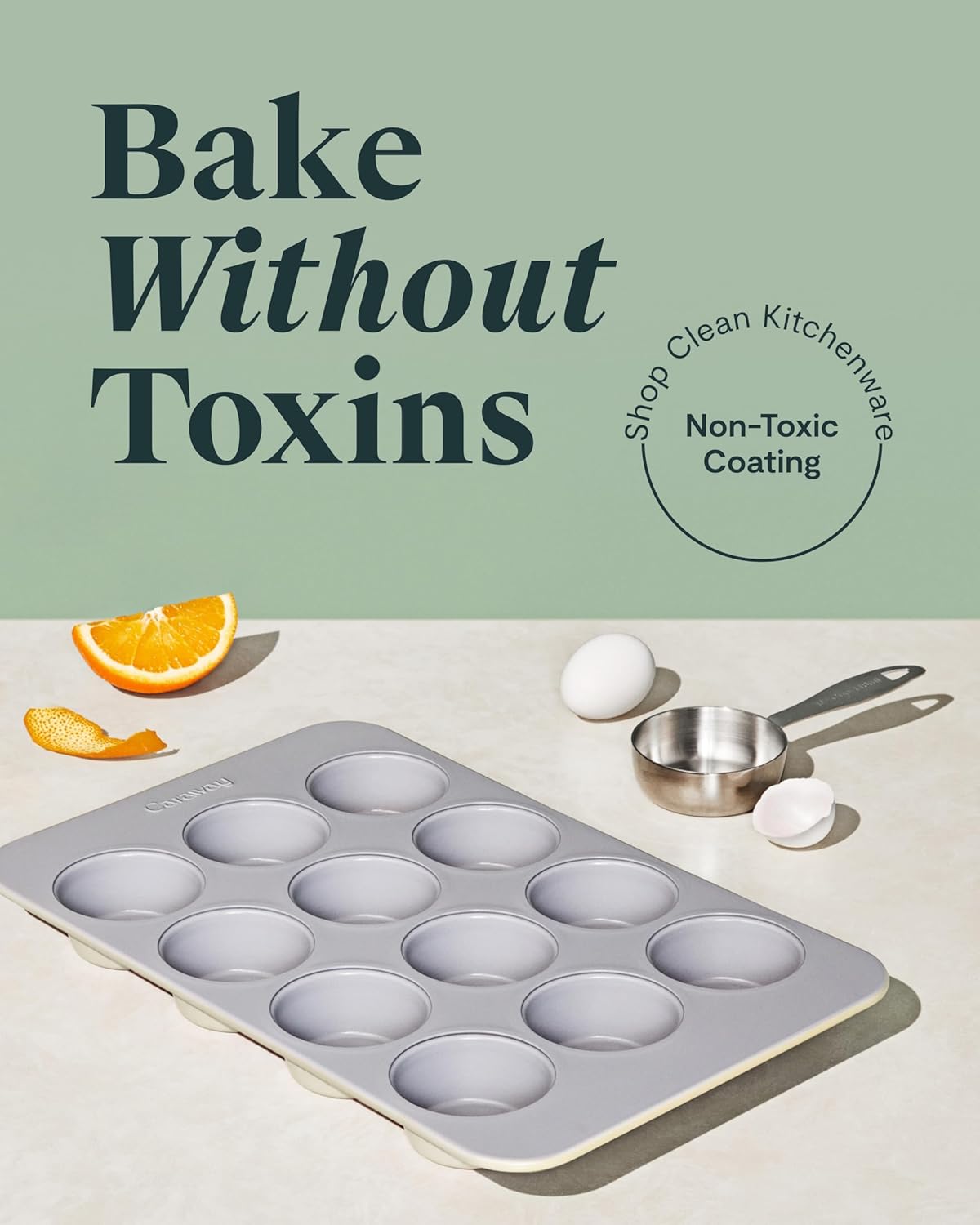 Caraway Non-Stick Ceramic 12-Cup Muffin Pan Duo - Naturally Slick Ceramic Coating - Non-Toxic, PTFE & PFOA Free - Perfect for Cupcakes, Muffins, and More - White