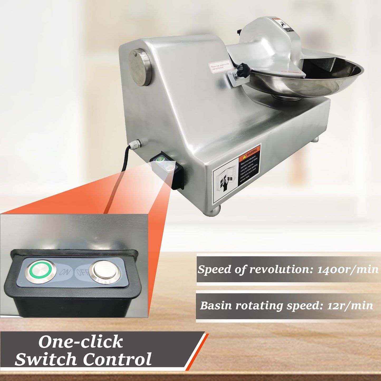 INTSUPERMAI Commercial Electric Multi Function Chopper Food Shredder Processor 5.5L Multifunction Meat Bowl Cutter Mixer with 304 SS Blade for Meat Vegetable Cutter Chopper Machine 110V 550W 120kg/h