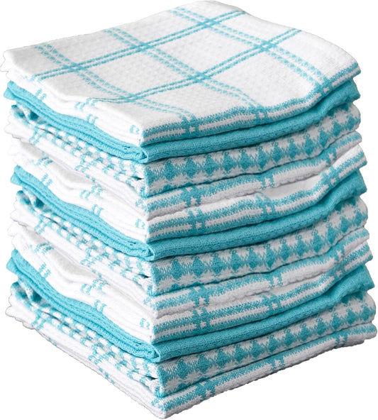 T-fal Premium Waffle Dish Cloths: Highly Absorbent, Super Soft Long Lasting - 100% Cotton, 12"x13" Towel for Cleaning & Drying, (12-Pack), Breeze