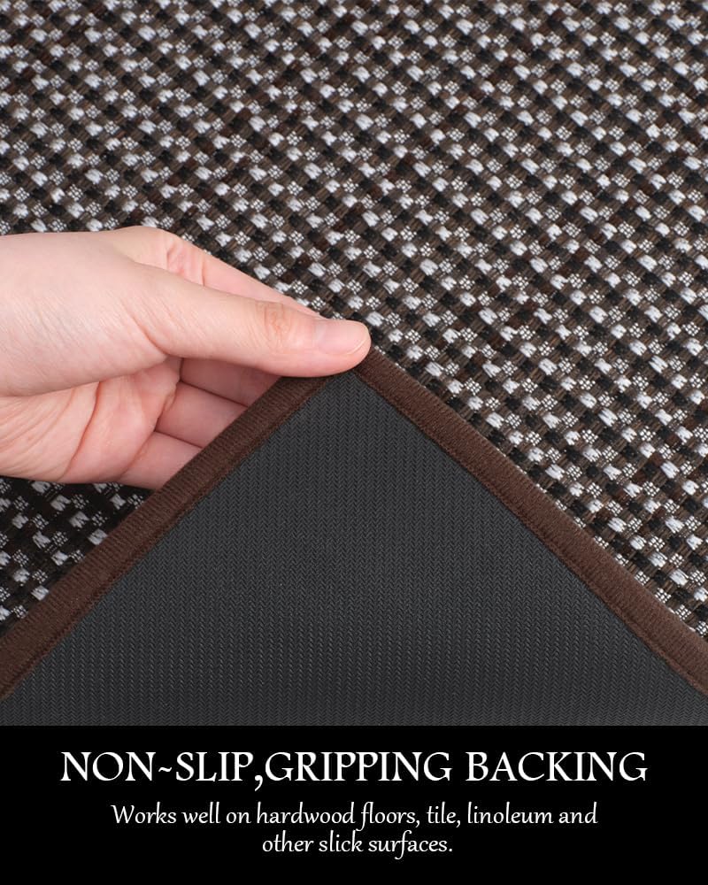PADOOR Kitchen Rugs and Mats Non Skid Washable - Non Slip Absorbent Kitchen Runner Rugs for Floor, Machine Washable Standing Mats for in Front of Sink,Entryway,Entrance,Door(20"x32",Dark Brown)