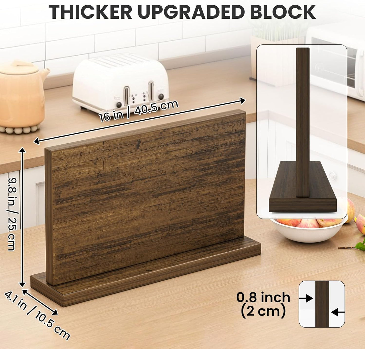 Extra Large Magnetic Knife Holder, Double-Sided Magnetic Knife Block Universal Multi-function Display Rack for Kitchen Counter (Rub Color)