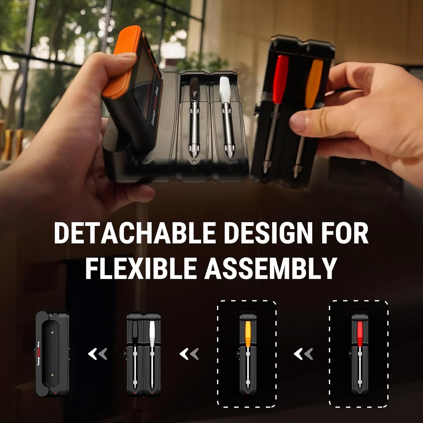 ThermoPro TempSpike Wireless Meat Thermometer Bluetooth,WiFi Unlimited Range, Detachable Thiner Meat Probe with1050°F Heat Resistance, Cooking Food Thermometer for Grilling BBQ Smoker, Orange