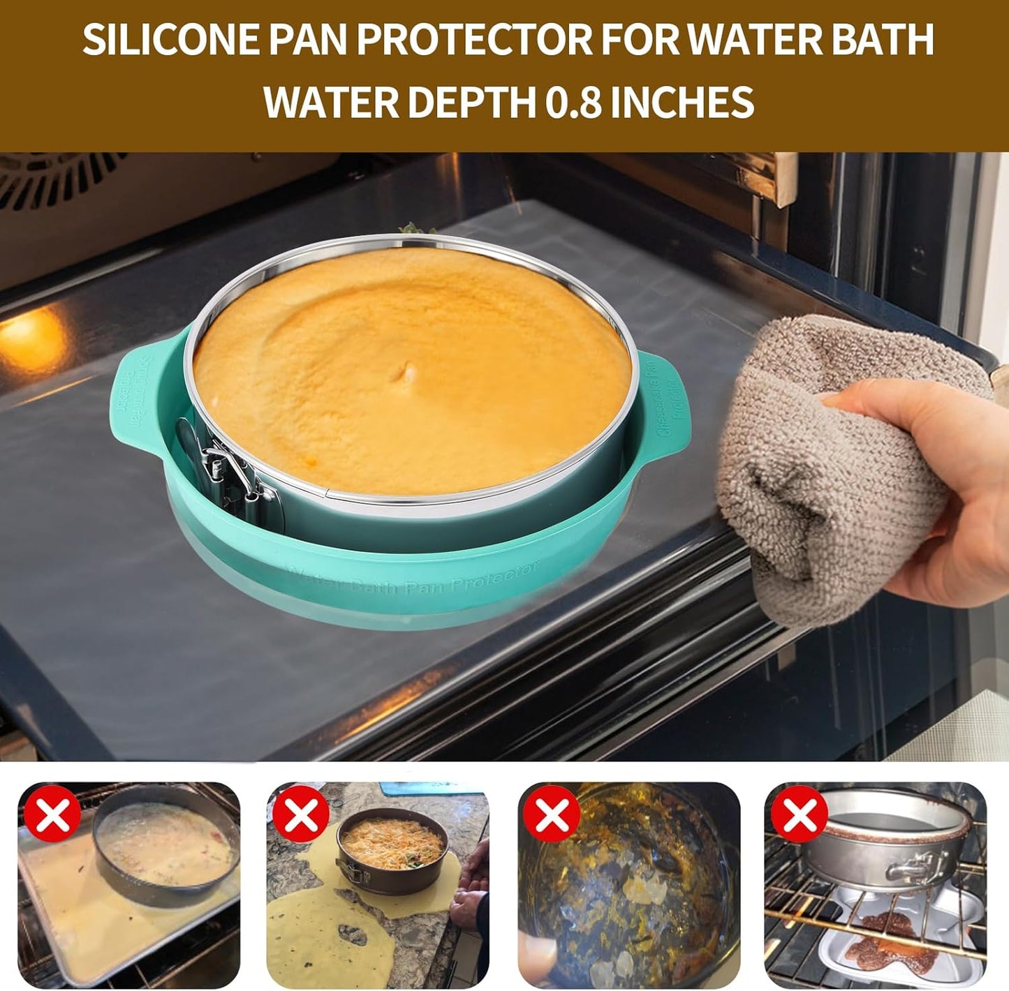 9 Inch Springform Pan - 304 Stainless Steel Nonstick Springform Cake Pan with Removable Bottom, 10 Inch Silicone Leakproof Cheesecake Pan Protector with Parchment Paper