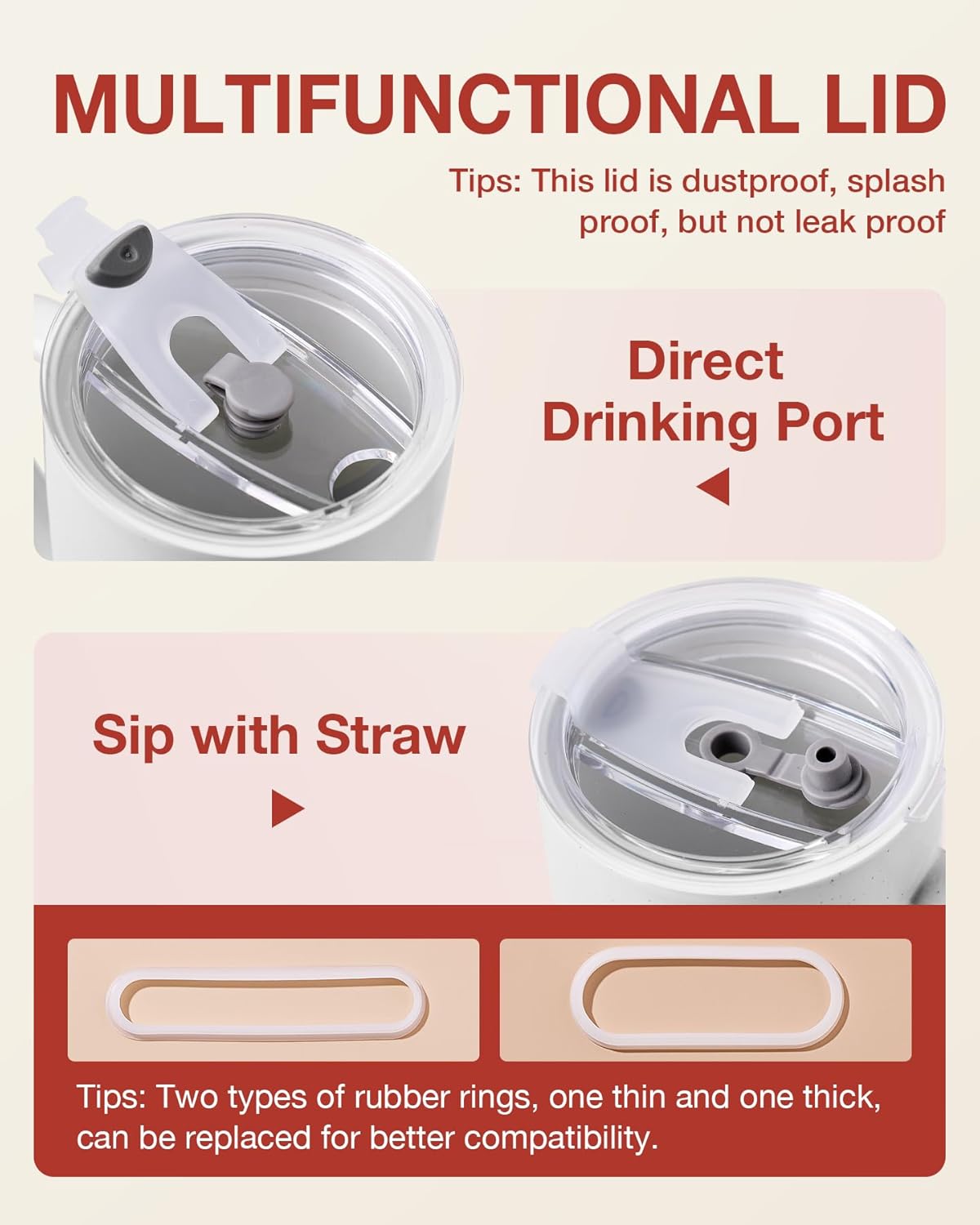 famiware Milkyway Coffee Mugs, 20oz Large Coffee Mug, Ceramic Mug Set of 2 with Lid, Cup Set with Handle for Latte, Tea, Cocoa, Milk, Home & Office, White and Cinnamon Brown