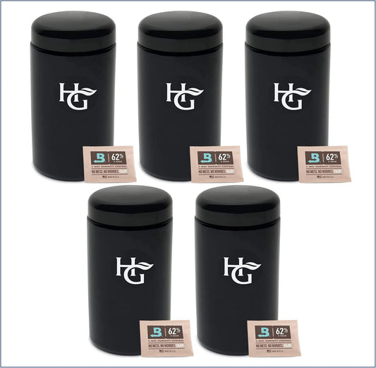Herb Guard - 2 Oz Airtight Ultraviolet Jar (1 Liter), Humidity Pack Keeps Herbs Fresh for Months [5 Pack]