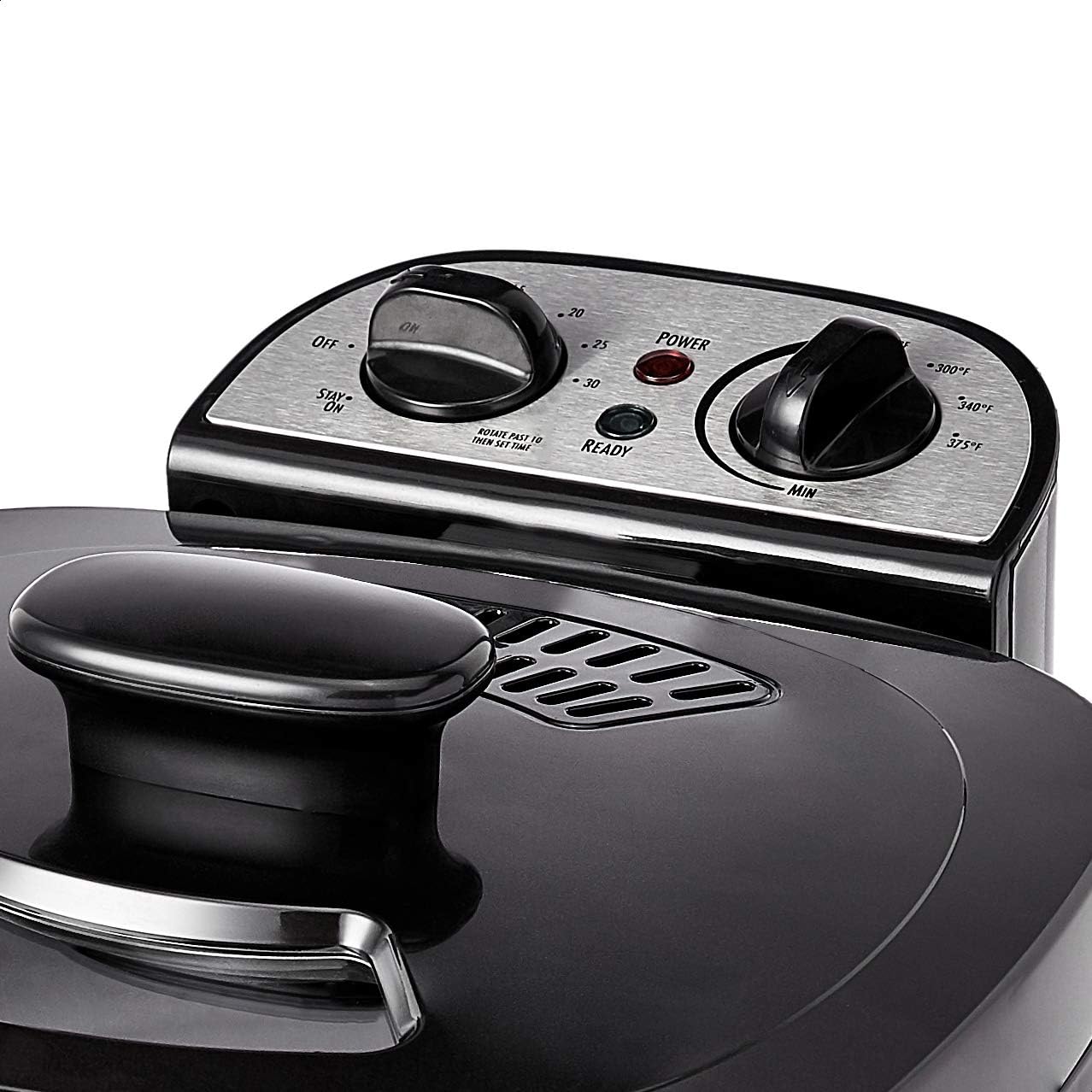 Amazon Basics 2.1-Qt (2.0L) Electric Deep Fryer with 8-Cup Oil Capacity, Timer, Adjustable Temperature, Easy Draining Basket, Viewing Window, 1500W, Black