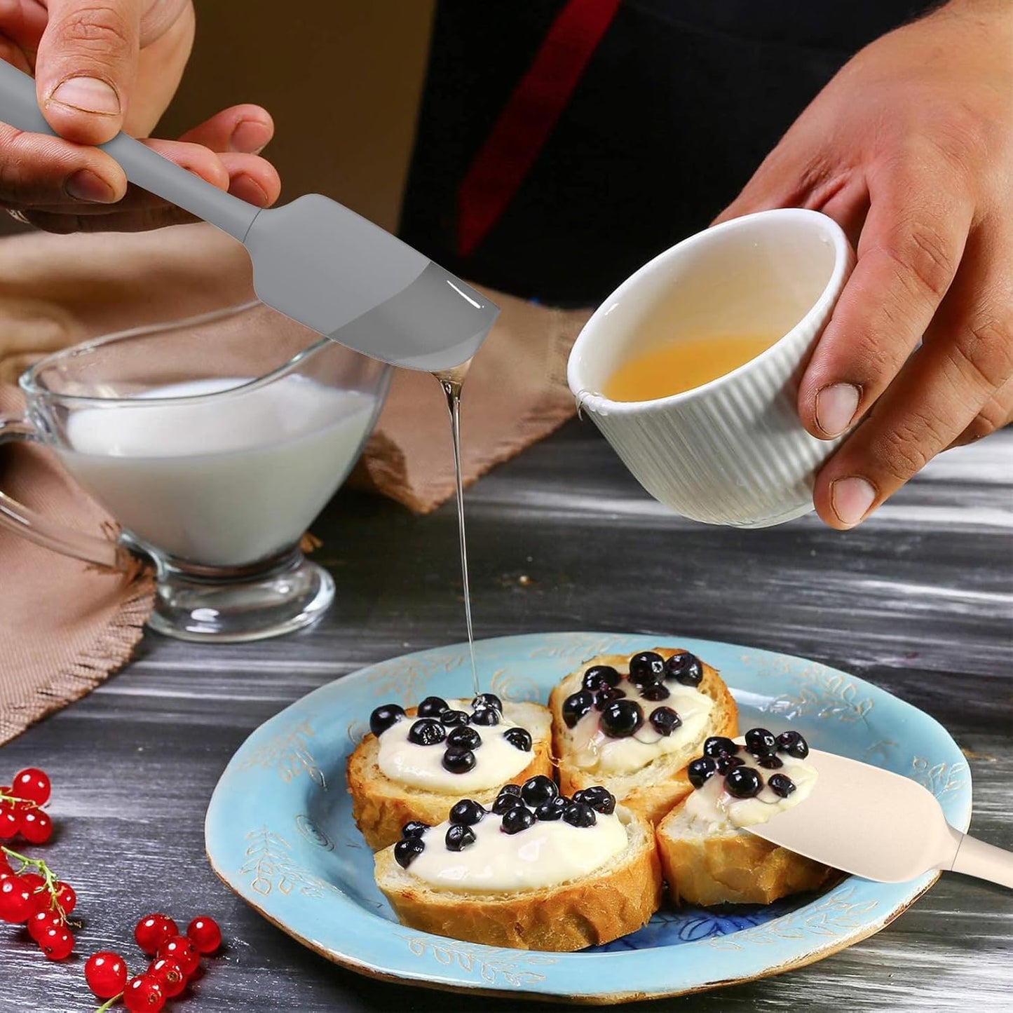 Coukre Silicone Spatula Set of 5,High Temperature Resistant, Food Grade Silicone, Dishwasher Safe, for Baking, Cooking (Colorful-3)