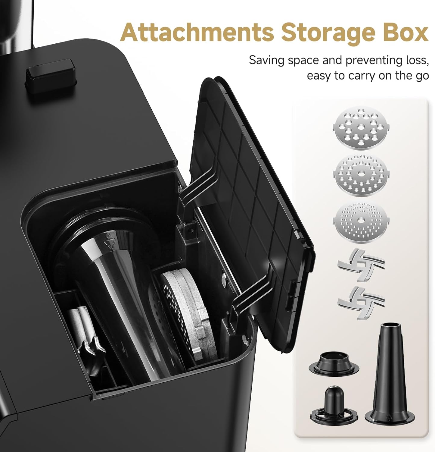 AAOBOSI Meat Grinder Electric 3000W Max with Touch Color Screen, Auto-Reverse & Built-in Storage - 3 Speed Settings,Grinding, Sausage & Kibbe Making for Home Use, Stainless Steel