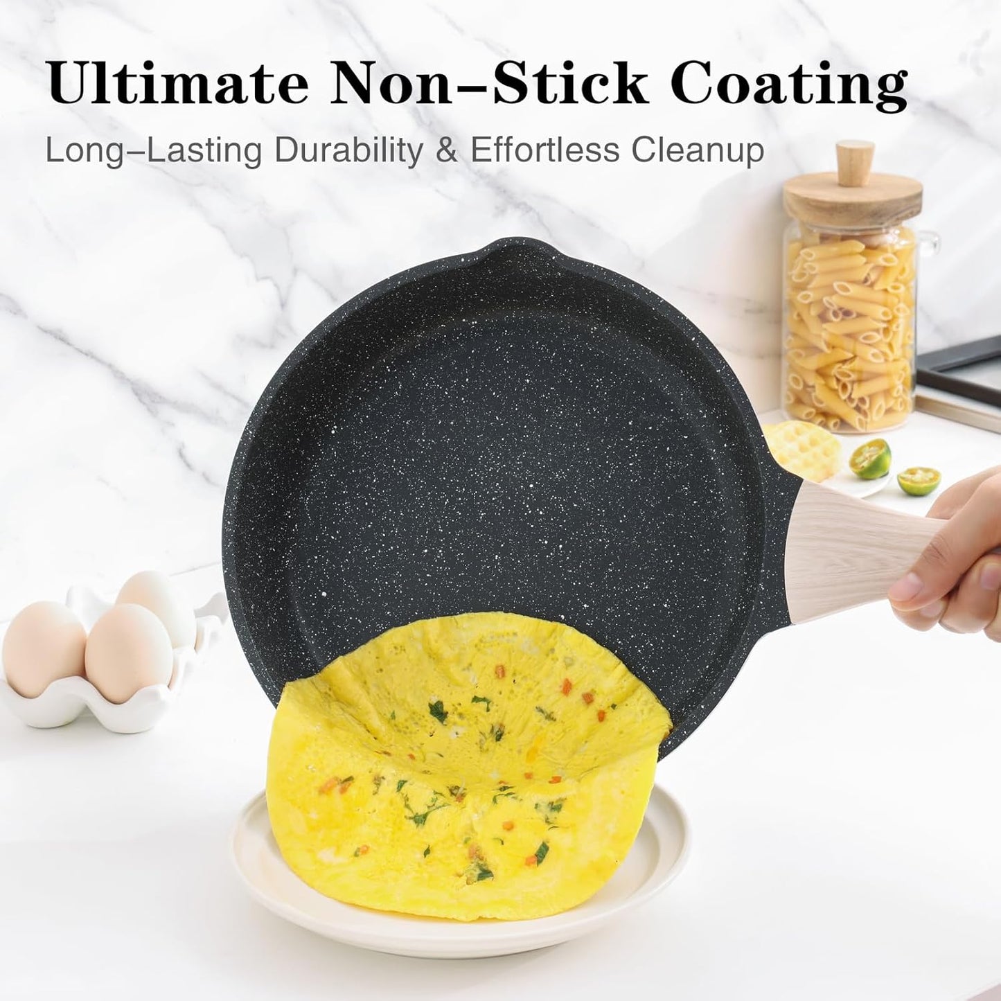 Nonstick Frying Pan Skillet, 8 Inch Small Egg Omelet Pan, Healthy and Non Toxic, Induction Compatible, PFOA Free