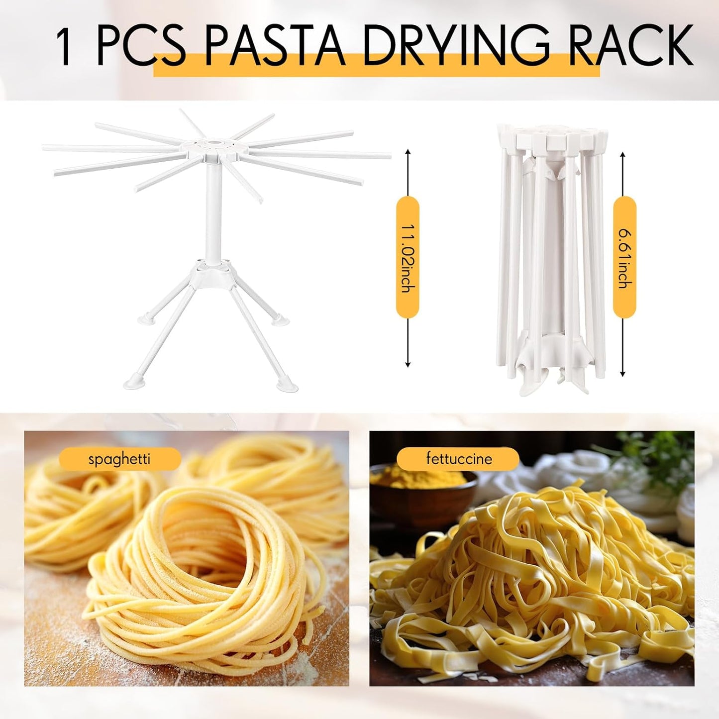 Pasta Drying Rack and Cutter Wheel Ravioli Cutter Wheel Ravioli Roller Plastic Foldable Homemade Fresh Spaghetti Collapsible Stand Stable Easy Storage for Kitchen and Home Dumpling Lasagna