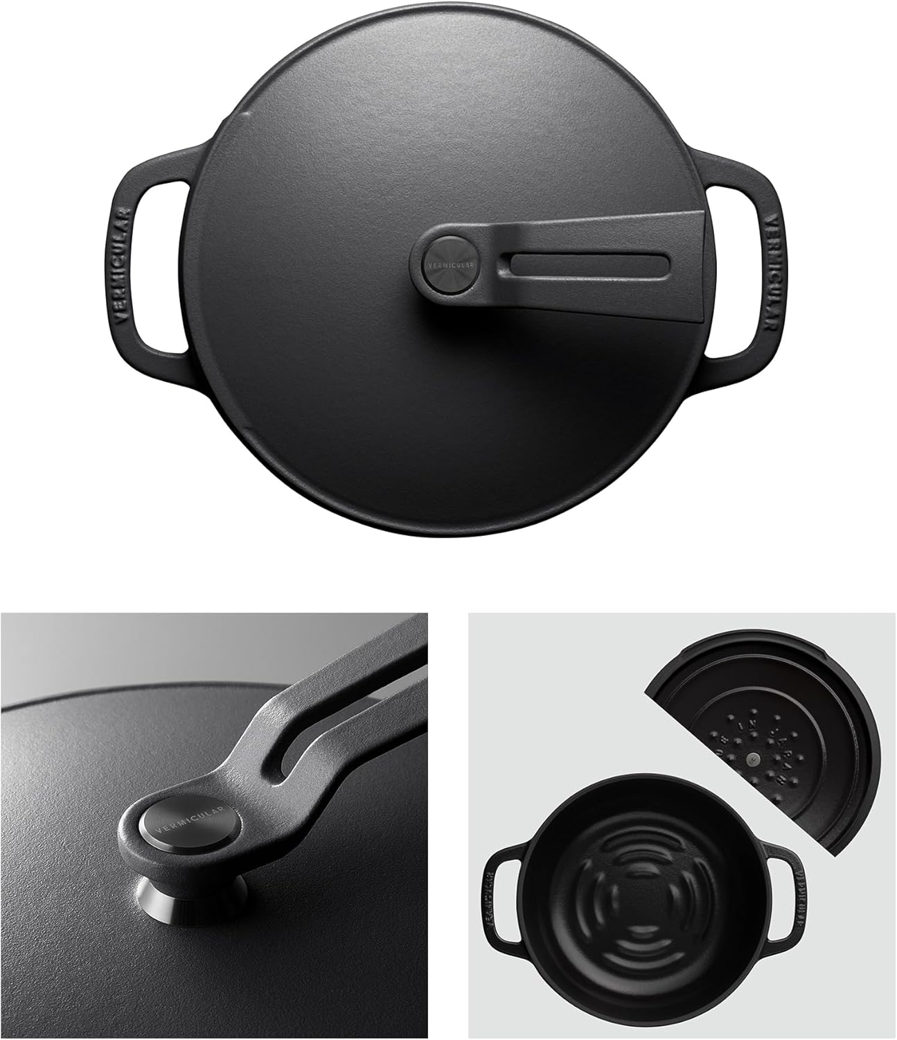 Vermicular Oven Pot 2.0 | Lightweight Enameled Cast Iron Pot | 18cm (2 Qt) | Non-Toxic | Induction-compatible | Dutch Oven | Made in Japan | Matte Black
