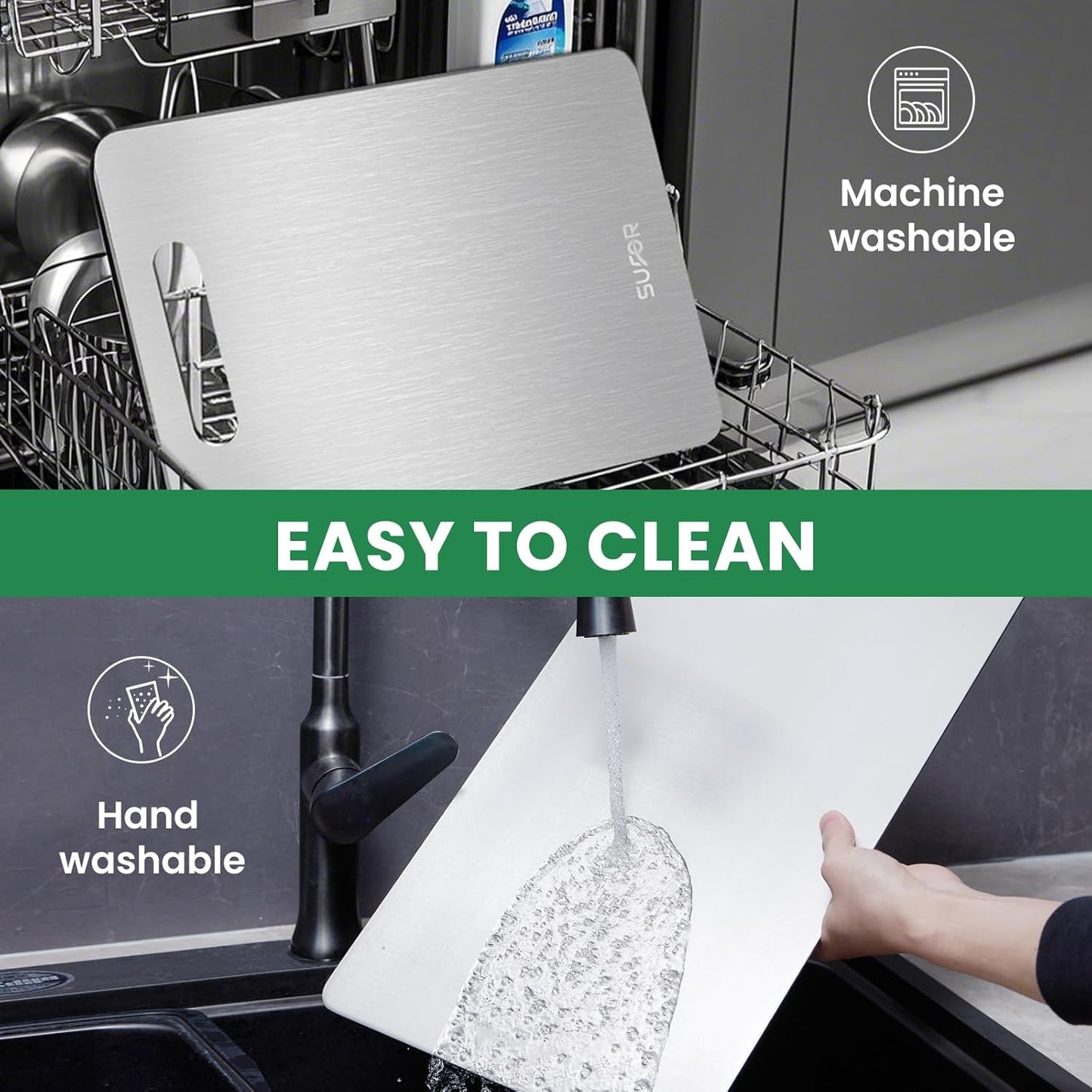 100% Pure Titanium Cutting Board for Kitchen - Dishwasher Safe,non toxic Chopping Board,Double-side Charcuterie Board For Kitchen Outdoor Camping,Housewarming Gifts for Friend(18 * 12)