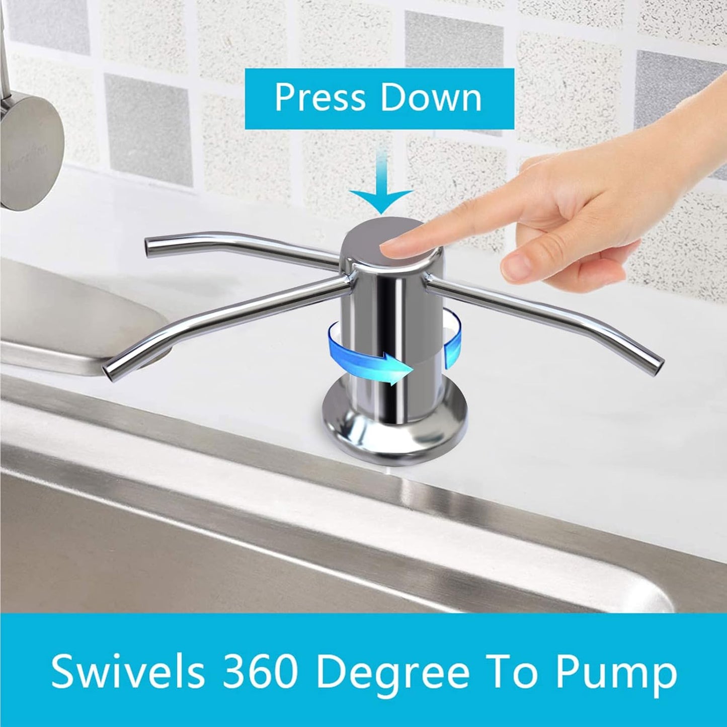 Soap Dispenser for Kitchen Sink, Kichen Sink Soap Dispenser, 47"" Extension Tube kit, Under Sink Soap Dispenser Pump, No Need More Refills, Good Suction Power, Chrome